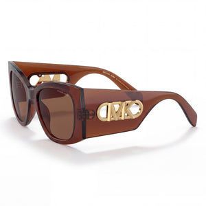Michael Kors MK2244U Brown Square Sunglasses for Women, Brown Transparent lens