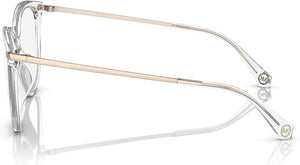 Michael Kors MK4106U 3255/54 Square Eyeglasses Women — side view, Transparent Acetate temples