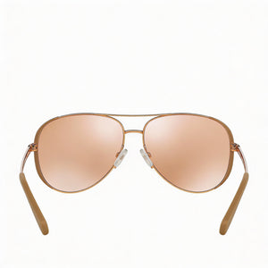 Michael Kors Mk5004 Chelsea Aviator Sunglasses Women — side view, Non-Polarized Rose Gold Flash Mirror lens