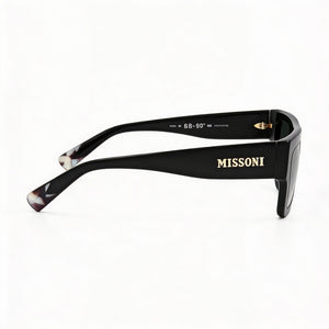 Missoni Classic Rectangle Sunglasses Women — side view, Non-Polarized Dark Grey Shaded lens