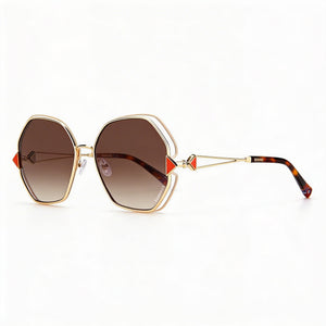 Missoni Classic Geometric Sunglasses Women — side view, Non-Polarized Gold Ivory lens