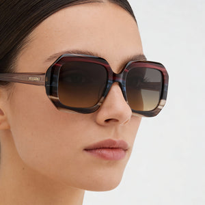 Missoni Classic Square Sunglasses Women — side view, Non-Polarized Havana Grey lens