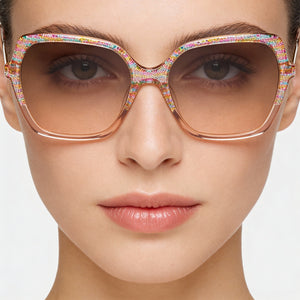 Missoni DNA Square Sunglasses Women — side view, Non-Polarized Pink Multicolor lens