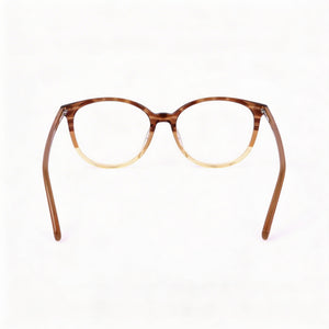 Missoni Eyewear Round Eyeglasses Women — side view, Brown Horn Acetate temples
