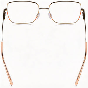Missoni Square Eyeglasses Women — side view, Gold Peach Alloy Steel temples