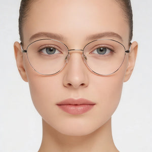 Missoni Luxury Elegant Oval Eyeglasses Women — side view, Gold Alloy Steel temples