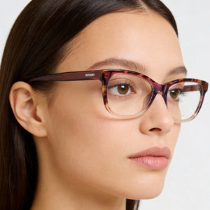 Missoni MIS 0090 Rectangle Eyeglasses Women — side view, Havana Acetate temples