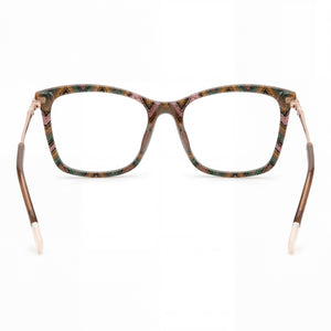 Missoni Mis 0108 Rectangle Eyeglasses Women — side view, Patterned Brown Green Acetate temples