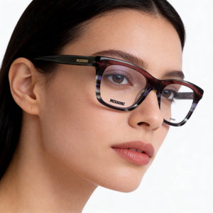 Missoni MIS 0117 Rectangle Eyeglasses Women — side view, Gray Acetate temples