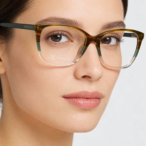 Missoni MMI 0010 Rectangle Eyeglasses Women — side view, Green Acetate temples