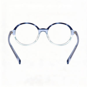 Missoni MMI 0012 Round Eyeglasses Women — side view, Blue Acetate temples