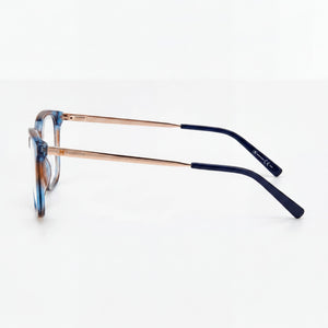 Missoni MMI 0015 Square Eyeglasses Women — side view, Blue Acetate temples