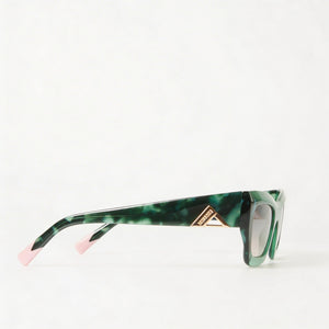 Missoni Seasonal Rectangle Sunglasses Unisex — side view, Non-Polarized Green lens