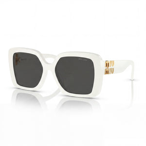 Miu Miu Modern White Square Sunglasses Unisex, Grey lens