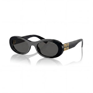 Miu Miu Sports Black Oval Sunglasses for Women, Black lens