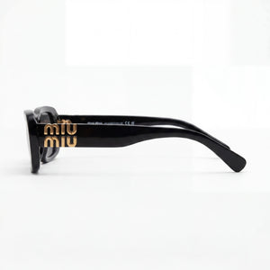 Miu Miu Sports Shield Sunglasses Women — side view, Black lens