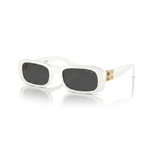 Miu Miu Sports White Rectangle Sunglasses for Women, Black lens