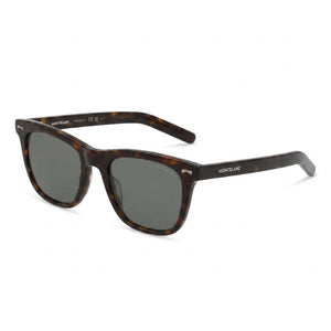 Montblanc MB0226S Havana Square Sunglasses for Men, Solid Green lens