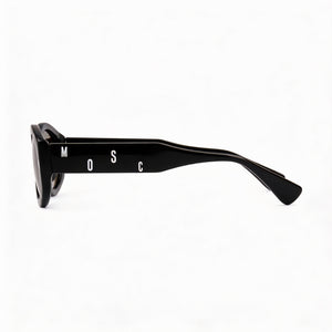 Moschino Shield Sunglasses Women — side view, Non-Polarized Dark Grey lens