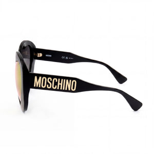 Moschino Casual Rectangle Sunglasses Women — side view, Brown Yellow lens