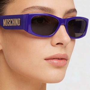 Moschino Casual Rectangle Sunglasses for Women — interior view, Non-Polarized lens detail