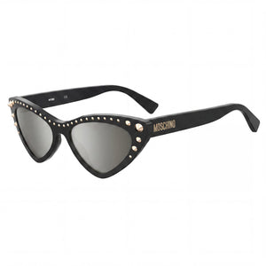 Moschino Classic Black Cat Eye Sunglasses Unisex, Dark Blue Shaded lens