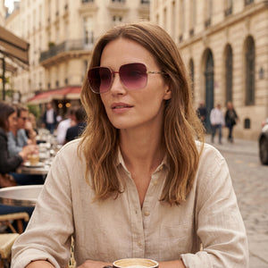 Moschino Classic Red Sunglasses Women — lifestyle wear, rooftop evenings and sunset hours