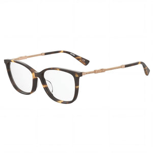 Moschino Havana Rectangle Eyeglasses for Women, Acetate frame