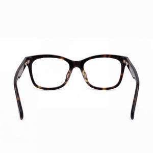 Moschino MOL517 Square Eyeglasses Women — side view, Havana Acetate temples