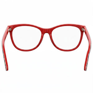 Moschino MOL524 Square Eyeglasses Women — side view, Red Acetate temples