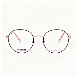 Moschino MOL613 Round Eyeglasses for Women — front view, Alloy Steel