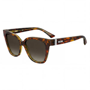 Moschino MOS 066/S Havana Square Sunglasses for Women, Brown Gradient lens