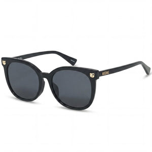 Moschino MOS088/F/S Black Cat Eye Sunglasses for Women, Dark Grey lens