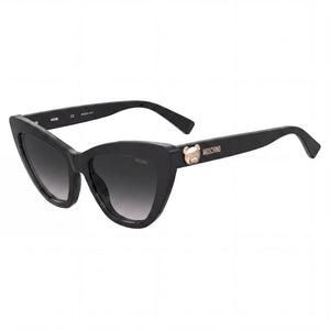 Moschino Mos122/S Black Cat Eye Sunglasses for Women, Dark Grey Shaded lens