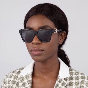 Moschino MOS131/S Square Sunglasses Women — side view, Non-Polarized Black lens