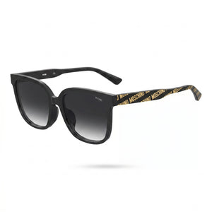 Moschino MOS134/F/S Black Square Sunglasses for Women, Dark Grey lens