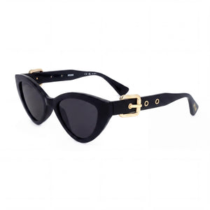 Moschino MOS142/S Black Cat Eye Sunglasses for Women, Black lens