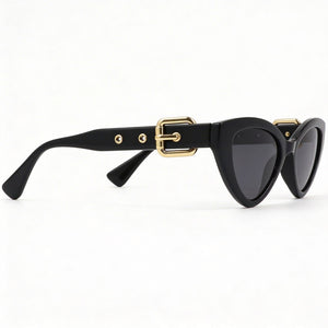 Moschino MOS142/S Cat Eye Sunglasses Women — side view, Non-Polarized Black lens