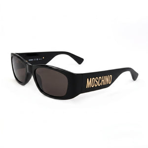 Moschino MOS145/S Black Rectangle Sunglasses Unisex, Grey lens
