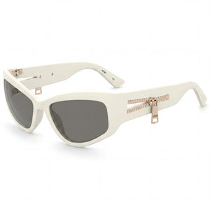 Moschino MOS158/S White Rectangle Sunglasses for Women, Grey lens
