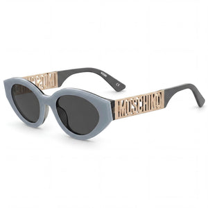 Moschino MOS160/S Blue Oval Sunglasses for Women, Grey lens