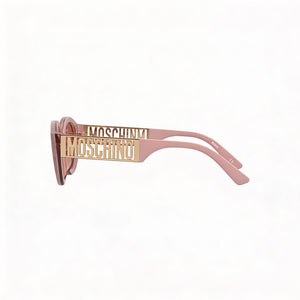 Moschino MOS160/S Cat Eye Sunglasses Women — side view, Non-Polarized Pink Silver Flash lens