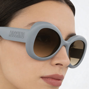 Moschino MOS162/S Oval Sunglasses Women — side view, Non-Polarized Dark Gray Shaded lens