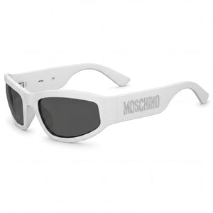 Moschino MOS164/S White Rectangle Sunglasses for Men, Grey lens