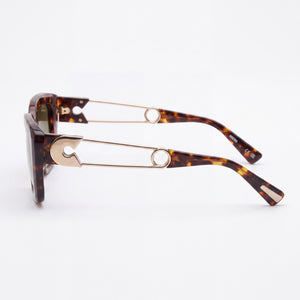 Moschino MOS168/S Rectangle Sunglasses Women — side view, Non-Polarized Green Shaded lens