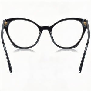 Moschino Mos582 Cat Eye Eyeglasses Women — side view, Black Acetate temples