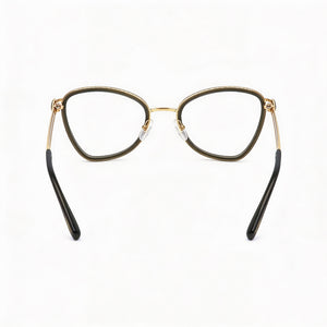 Moschino MOS584 Cat Eye Eyeglasses Women — side view, Gold temples