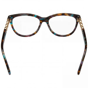 Moschino MOS589 Butterfly Eyeglasses Women — side view, Havana Plastic temples