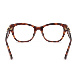 Moschino MOS608 Rectangle Eyeglasses Women — side view, Havana Acetate temples