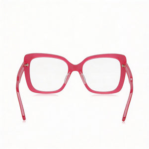 Moschino Mos614 Rectangle Eyeglasses Women — side view, Fuchsia Acetate temples